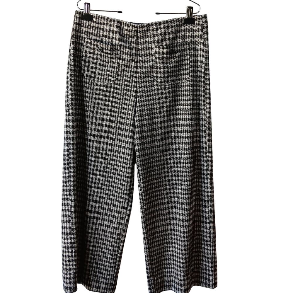 Jules & Leopold Pants Women's Large Black White Plaid Full Wide Legged Pants NWT
